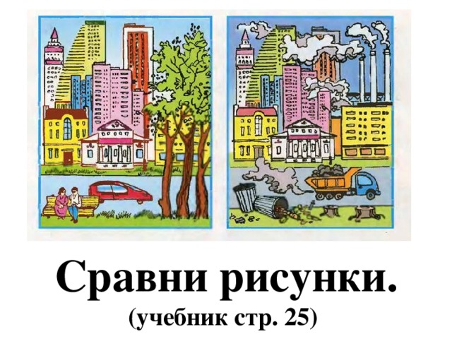Сравни рисунки. (учебник стр. 25) 