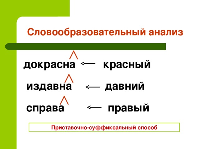 Докрасна морфемный разбор