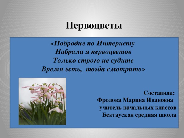 Загадки о первоцветах для начальной школы. Задания по теме первоцветы в начальной школе.