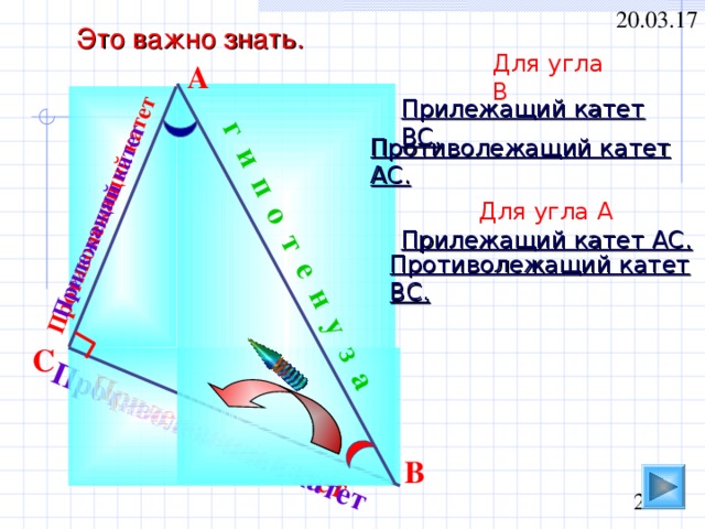 Как определить прилежащий катет и противолежащий