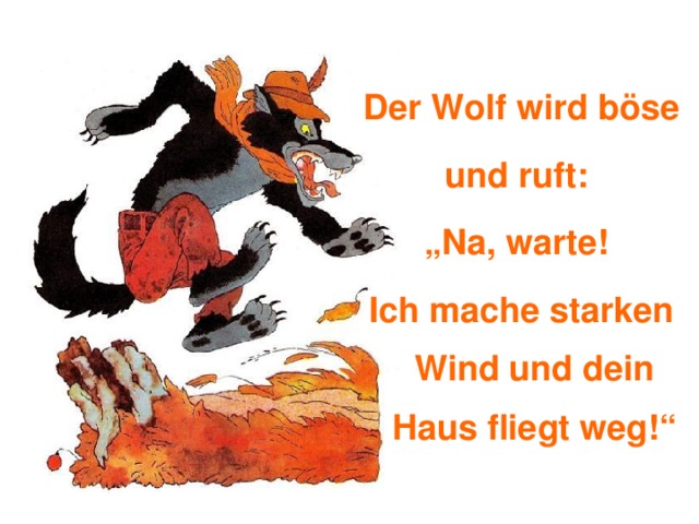 Презентация сказки "Три поросенка" на немецком языке для уча