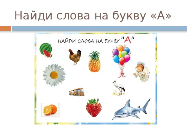 Найди слова на букву «А» 