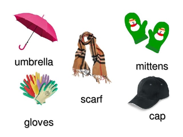 umbrella mittens scarf cap gloves