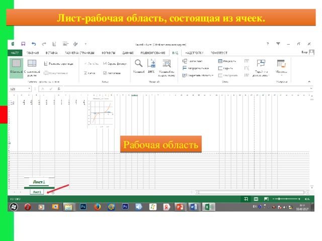 Лист-рабочая область, состоящая из ячеек. Рабочая область 