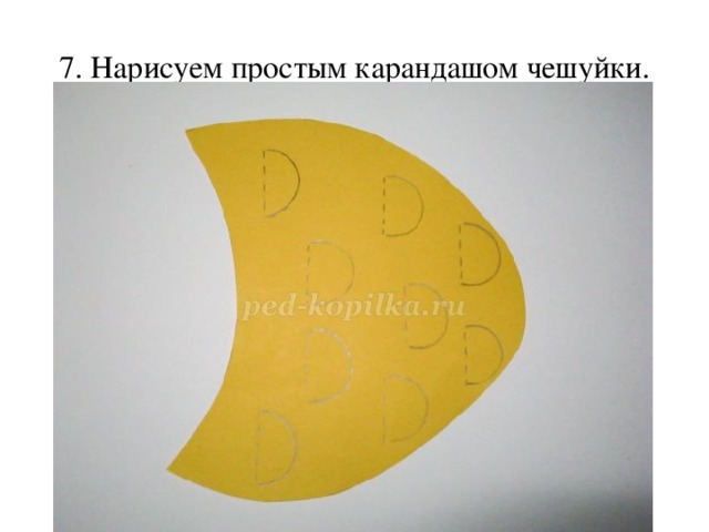7. Нарисуем простым карандашом чешуйки. 