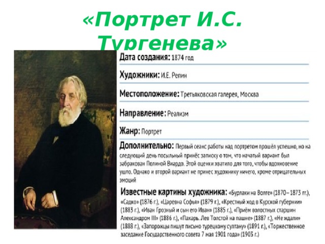 «Портрет И.С. Тургенева» 