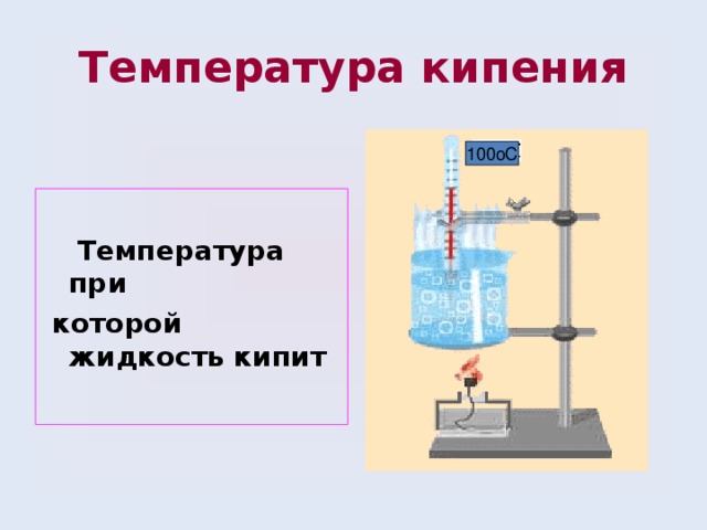 Температура кипения 100оС  Температура при  которой жидкость кипит 