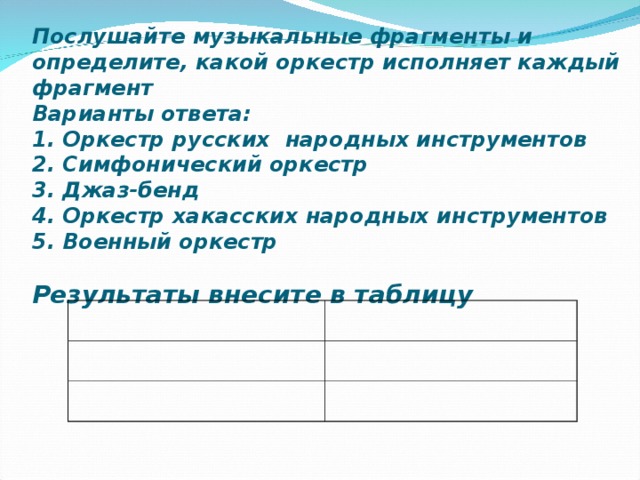 Послушайте музыкальный фрагмент и определите название песни