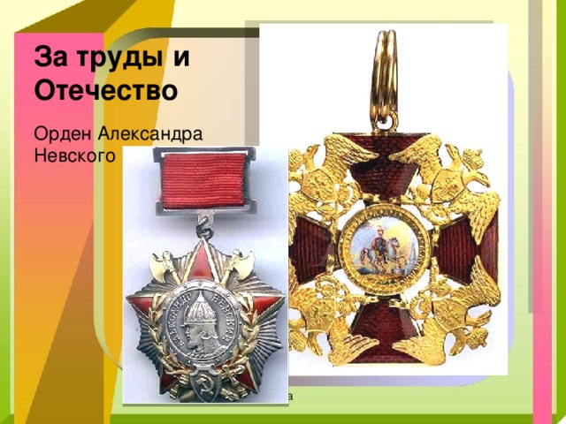 За труды и Отечество Орден Александра Невского IraIda Mokshanova
