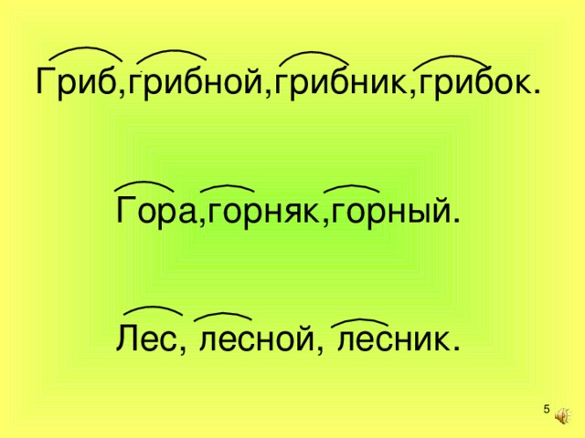 Гриб какие однокоренные слова