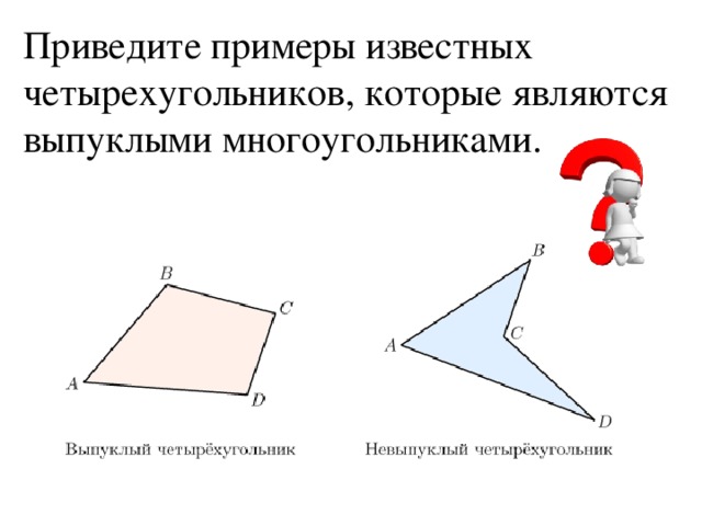 Приведите примеры известных четырехугольников, которые являются выпуклыми многоугольниками. 