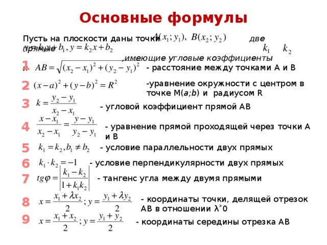 Расстояние между двумя плоскостями формула. Нахождение коэффициентов уравнения окружности. Формула задания прямой на плоскости. Формула нахождения длины между двумя точками. Формула расстояния между точками задача.