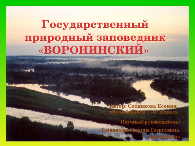 Воронинский заповедник тамбовской области презентация