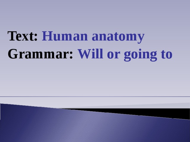 Text: Human anatomy Grammar: Will  or  going to 