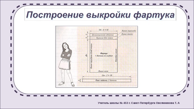 Чертеж фартука 5 класс технология без нагрудника