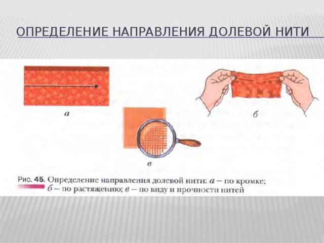 Определение направления долевой нити 