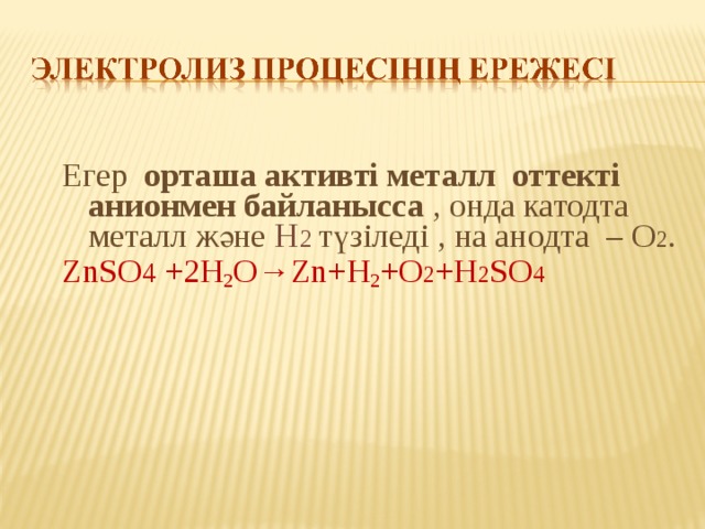 Химия п?нінен "Электролиз" та?ырыбына презентация