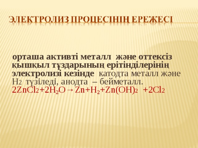 Химия п?нінен "Электролиз" та?ырыбына презентация