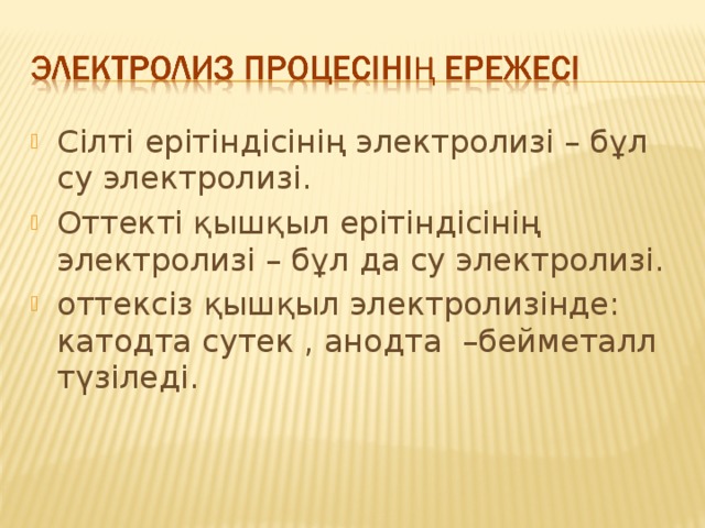 Химия п?нінен "Электролиз" та?ырыбына презентация
