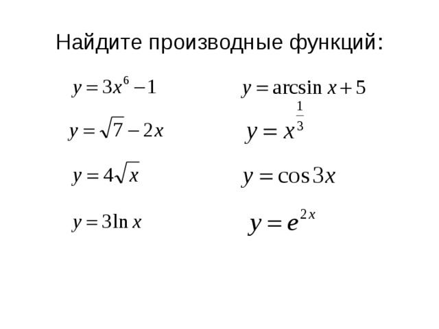 Найдите производные функций: 