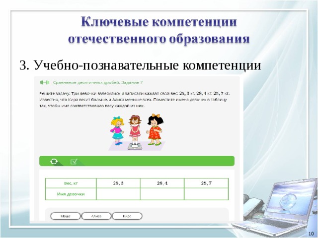 3. Учебно-познавательные компетенции 10 