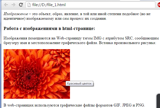 Вставка рисунка в html