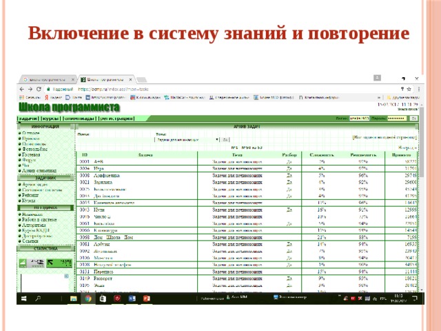 Включение в систему знаний и повторение