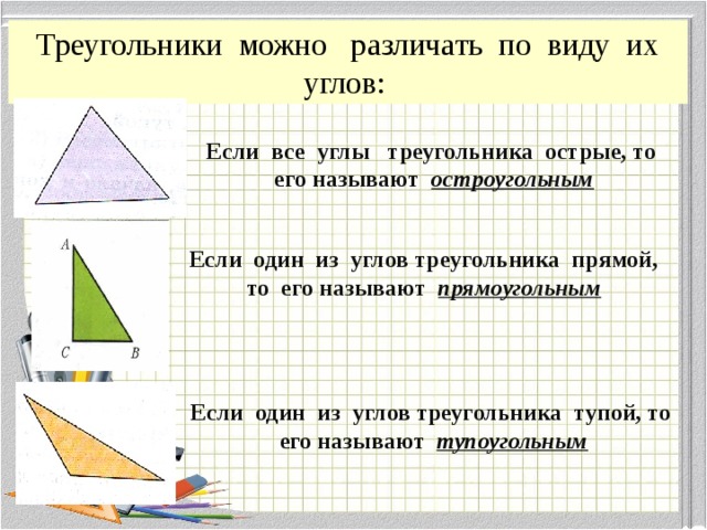 Урок математики 3 класс виды треугольников по видам углов презентация