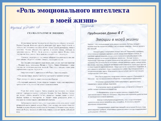 «Роль эмоционального интеллекта в моей жизни» 