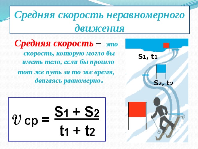 Средняя скорость неравномерного движения. Формула для определения средней скорости движения. Формула нахождения средней скорости в физике 7 класс. Формула вычисления средней скорости движения. Формула определения средней скорости.