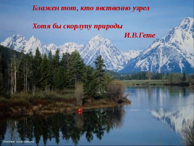 Блажен тот, кто явственно узрел Хотя бы скорлупу природы  И.В.Гете 