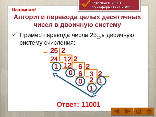 Переведи число 10 в двоичную систему