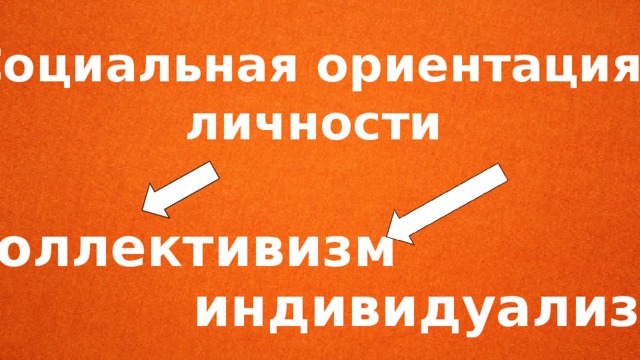 Социальная ориентация личности коллективизм индивидуализм 