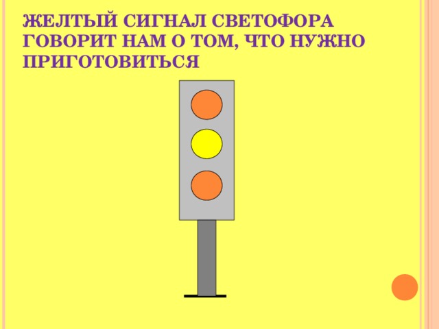 ЖЕЛТЫЙ СИГНАЛ СВЕТОФОРА ГОВОРИТ НАМ О ТОМ, ЧТО НУЖНО ПРИГОТОВИТЬСЯ 
