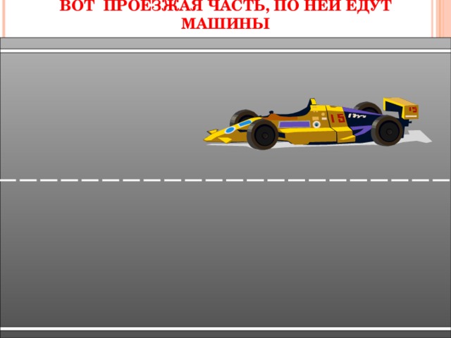 ВОТ ПРОЕЗЖАЯ ЧАСТЬ, ПО НЕЙ ЕДУТ МАШИНЫ 