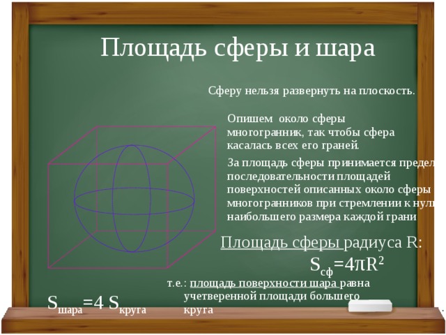 Площадь поверхности большого круга шара