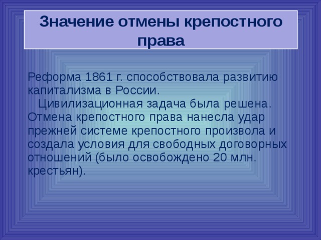 Отмена крепостного права контурная карта