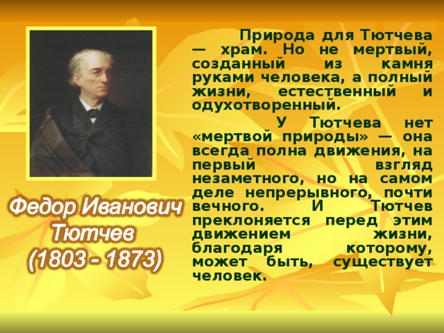 Душа и природа в поэзии тютчева индивидуальный проект
