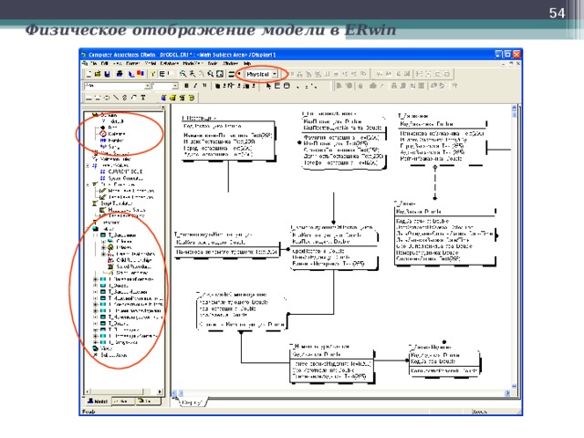  Физическое отображение модели в ERwin   