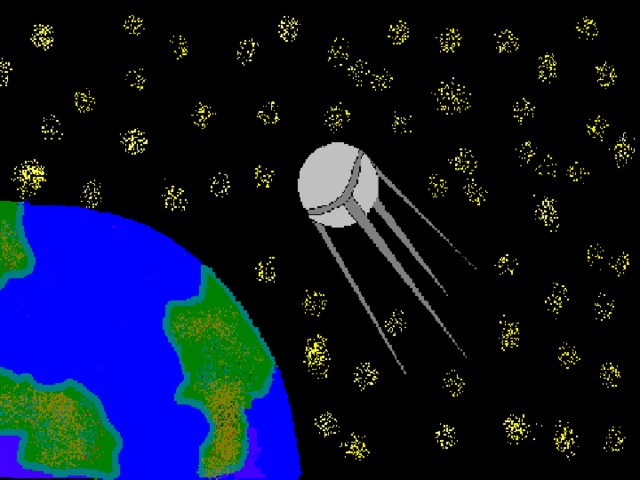 Искусственный спутник земли на ночном небе детский рисунок