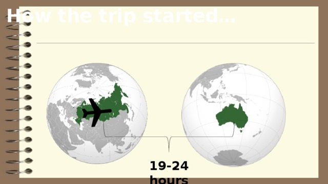 How the trip started… 19-24 hours 