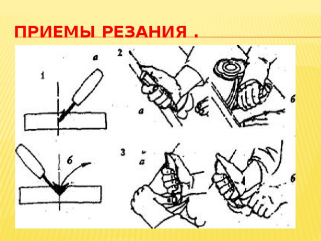 Приемы резания .  