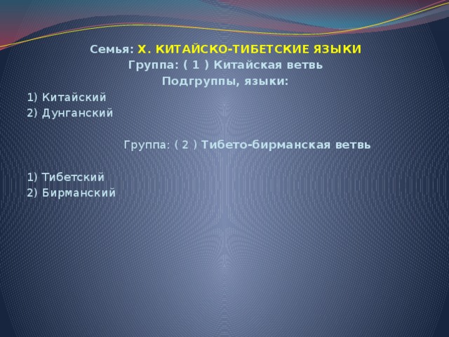 Китайско тибетская языковая семья. Китайский язык семья группа Подгруппа. Китайско-тибетские языки. Китайская группа языков.