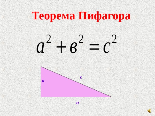 Теорема Пифагора с а в 