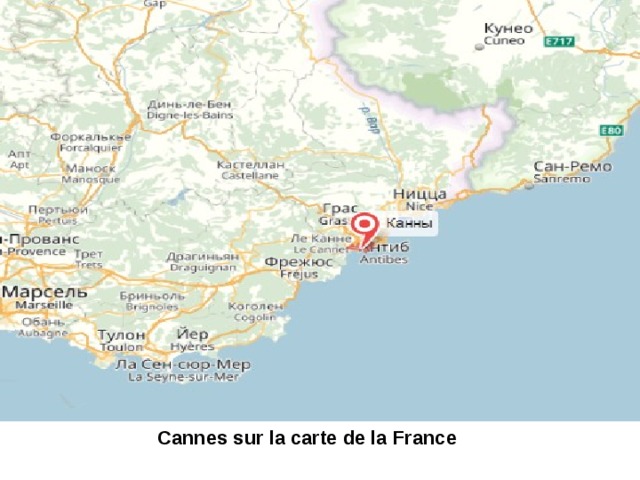 Cannes sur la carte de la France 