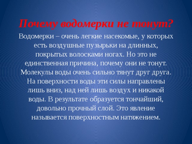 Причины почему тонут. Почему клопы-водомерки не тонут. Почему водомерки не тонут в воде. Водомерка почему. Почему водомерки не тонут 4.