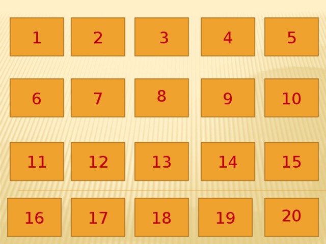 4 5 3 2 1 8 6 10 9 7 13 15 11 14 12 20 17 18 16 19 