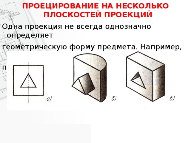 Натуральное изображение предмета на плоскости проекций получается только при проецировании