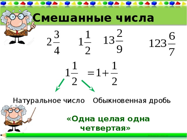 Смешанные числа 4 класс