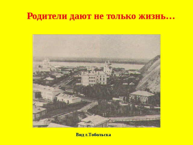 Родители дают не только жизнь… Вид г.Тобольска 